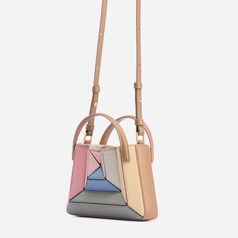 Modern Handbag with Geometric Design - GeoChic-Pink-State of Style