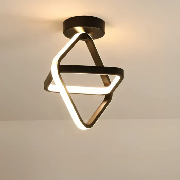 Modern LED Ceiling Lamp with Double Ring Design - Twilight Rings-Rectangle Black-State of Style