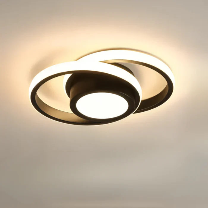 Modern LED Ceiling Lamp with Double Ring Design - Twilight Rings-Round Black-State of Style
