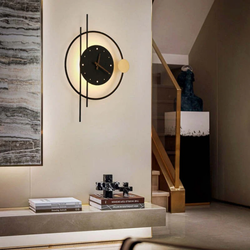 Modern LED wall clock lamp - Chronos-Black-State of Style