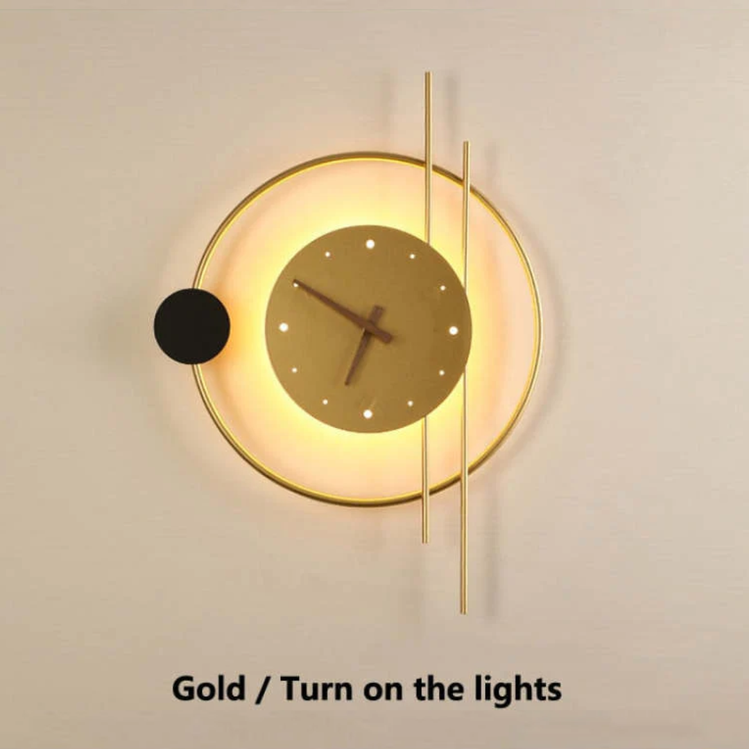 Modern LED wall clock lamp - Chronos-Gold-State of Style