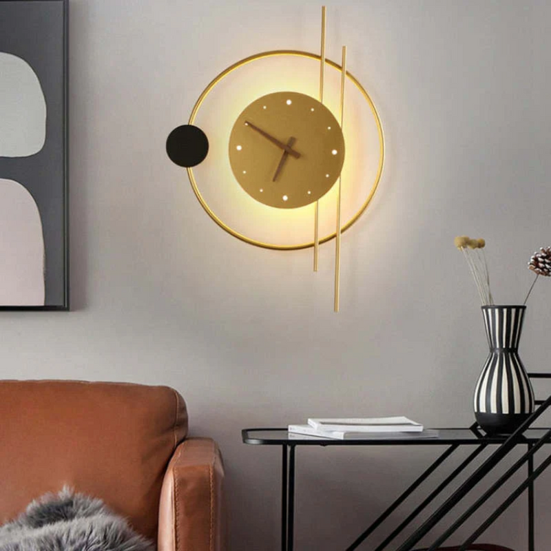Modern LED wall clock lamp - Chronos-Gold-State of Style