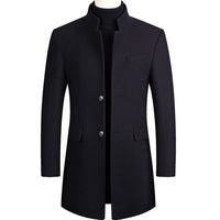 Modern Long Men's Coat - Alexander-Navy Blue-M-State of Style