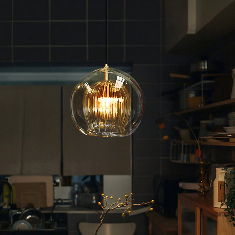 Modern Spherical LED Pendant Light - Aurora Sphere-Amber-15 cm-State of Style