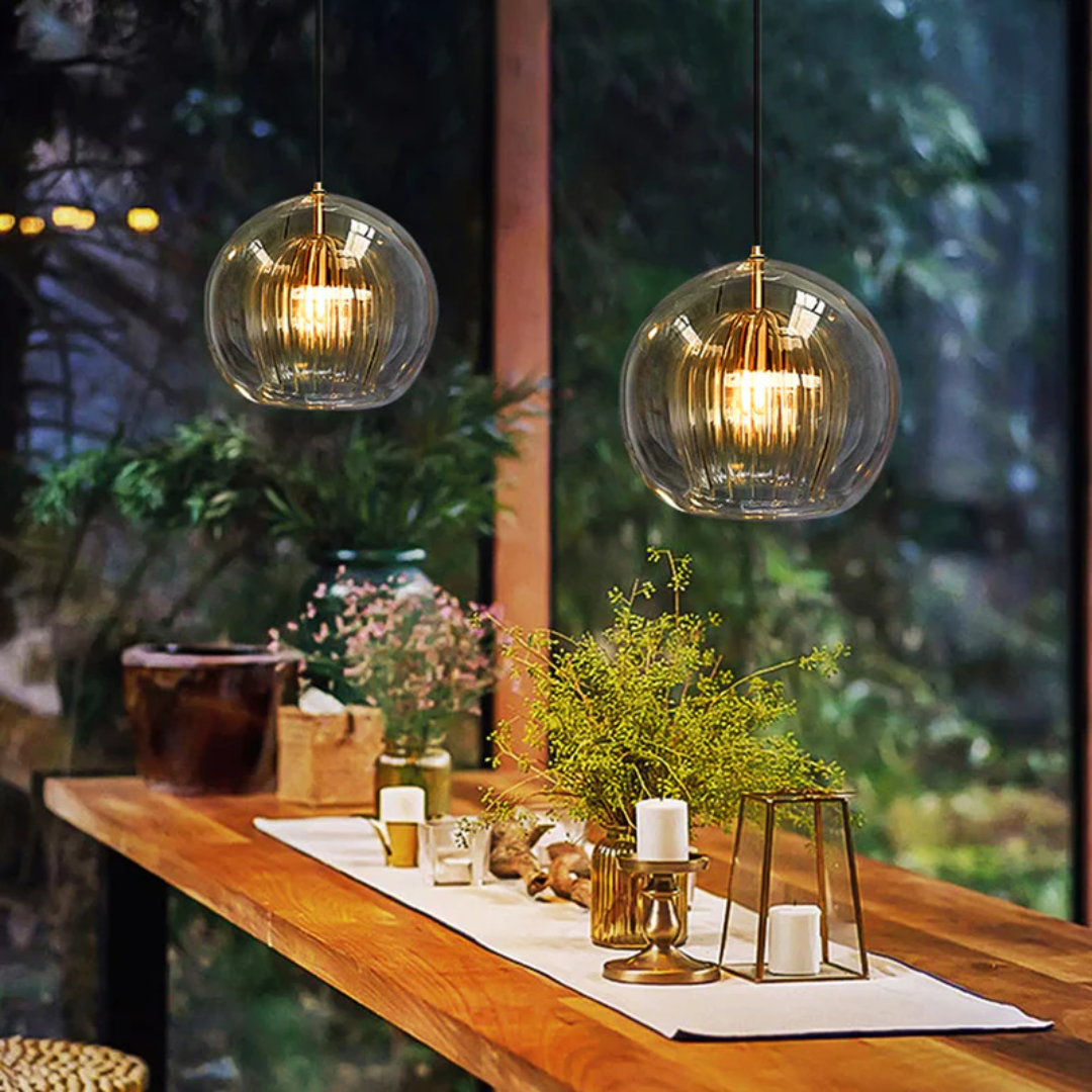 Modern Spherical LED Pendant Light - Aurora Sphere-Amber-15 cm-State of Style