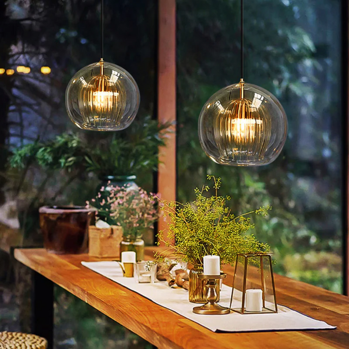 Modern Spherical LED Pendant Light - Aurora Sphere-Amber-15 cm-State of Style