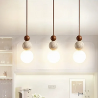 Modern Travertine and Mahogany Pendant Light - NaturaLuxe-Cream-White-Walnut-State of Style