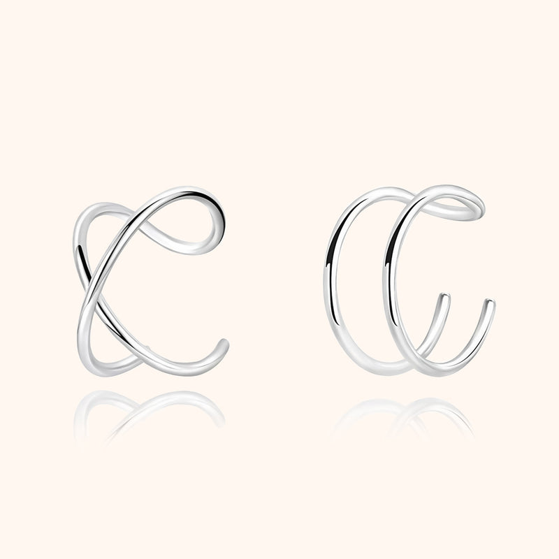 Modern U-Shaped Ear Clips - Nova-U and X-Silver-State of Style