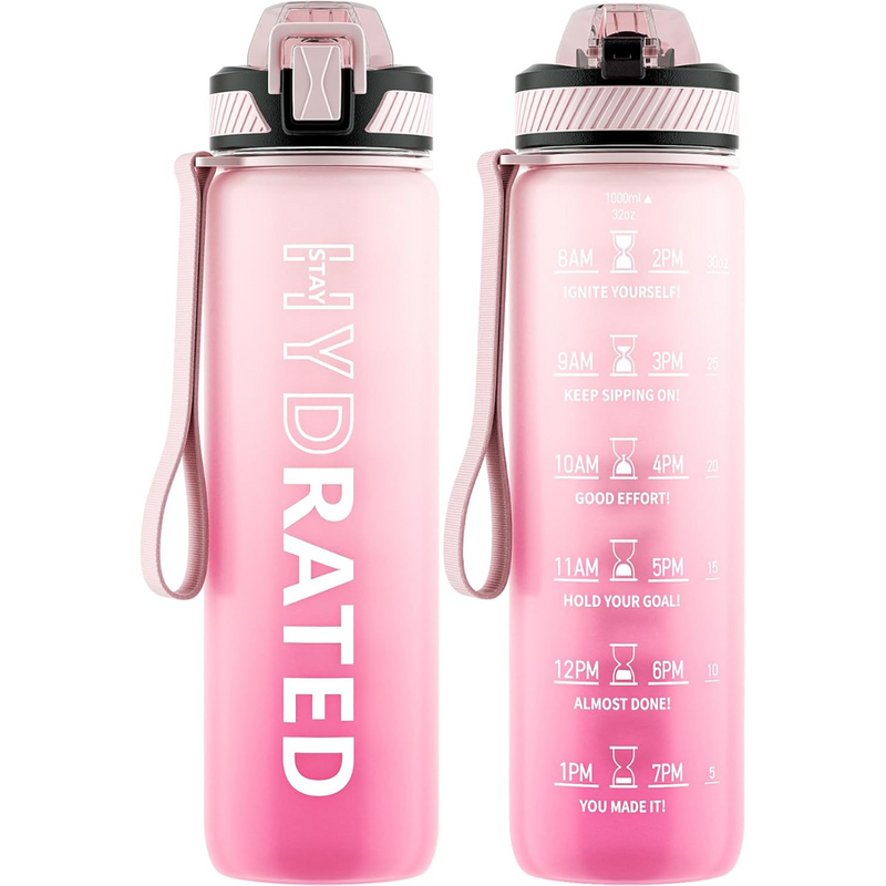 Motivational Leak-proof Bottle with Straw - Sports Bottle-Pink Gradient-800 ml-State of Style