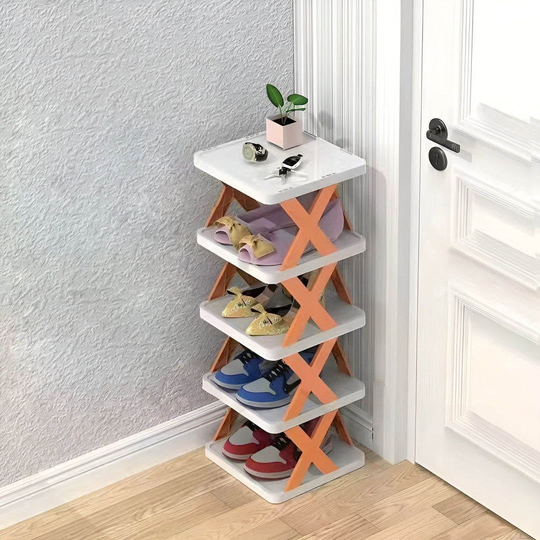 Multifunctional and Foldable Shoe Rack - SpaceSaver-5-Orange-State of Style