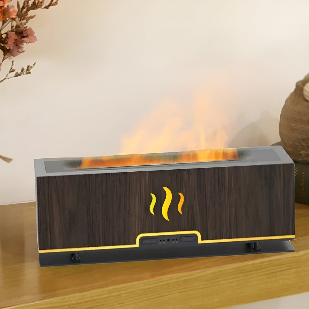 Multifunctional Aroma Humidifier – GlowFlame-Dark Wood Masering-State of Style