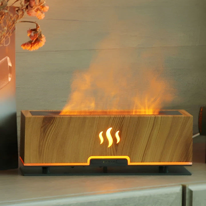Multifunctional Aroma Humidifier – GlowFlame-Light wood grain-State of Style