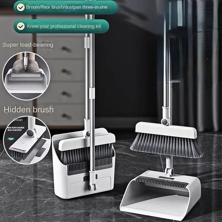 Multifunctional Broom and Dustpan Set - SweepMaster-White-1 Broom + 1 Dustpan + 1 Floor Brush-State of Style