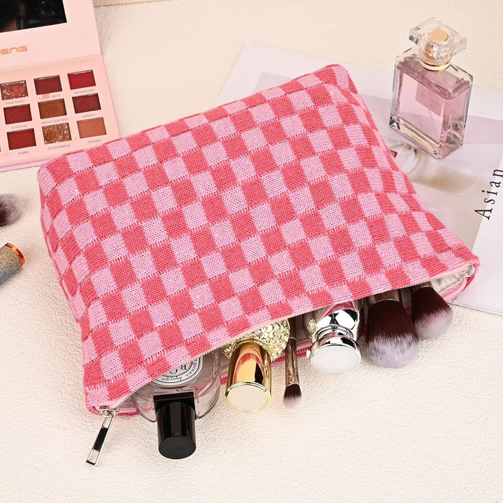 Must-Have Geruite Make-up Tas Set-Rood-State of Style