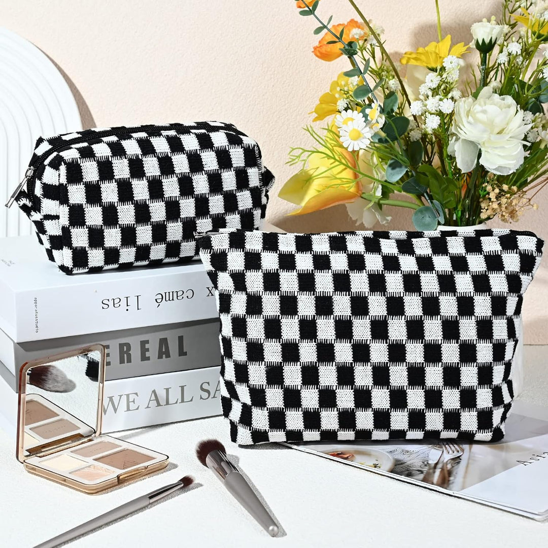 Must-Have Geruite Make-up Tas Set-Zwart-State of Style