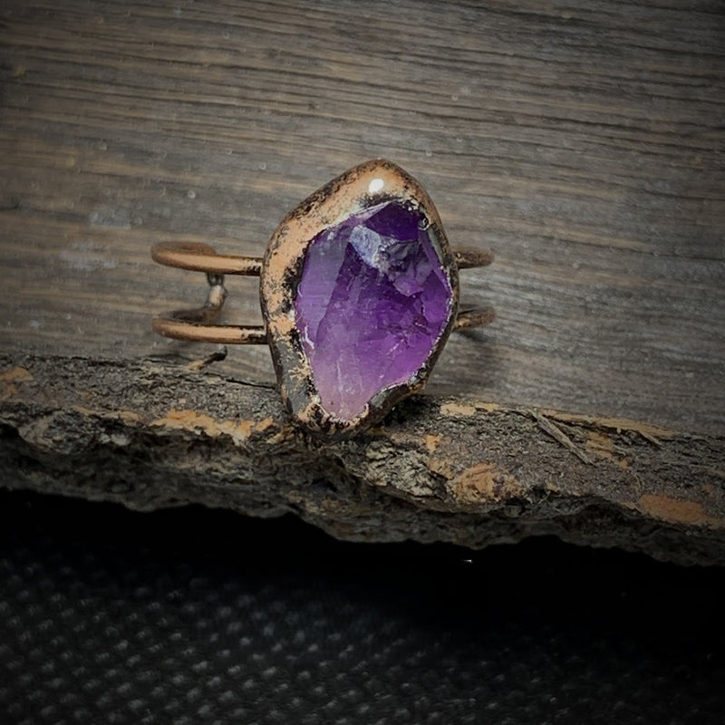 Natural Raw Birthstone Ring - Selina-February: Amethyst-State of Style