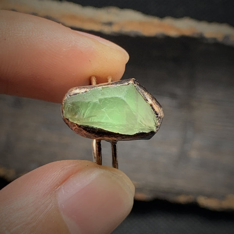 Natural Raw Birthstone Ring - Selina-May: Green Fluorite-State of Style