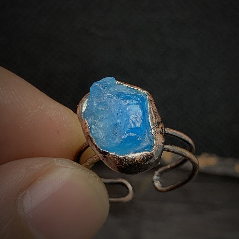 Natural Raw Birthstone Ring - Selina-October: Blue Apatite-State of Style