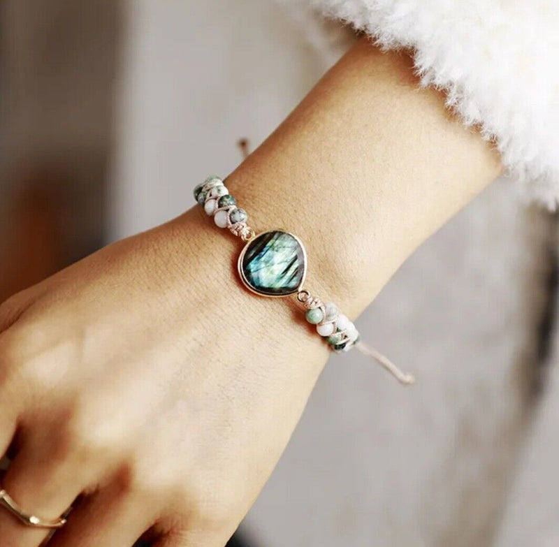 Natural Stone Braided Cuff Bracelet-ONYX-State of Style