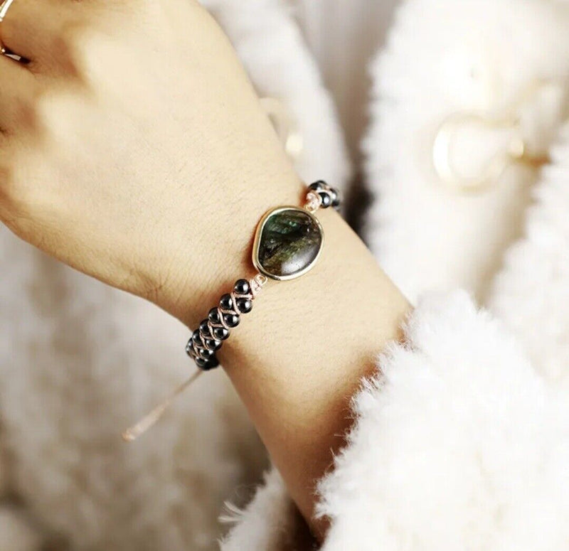 Natural Stone Braided Cuff Bracelet-ONYX-State of Style