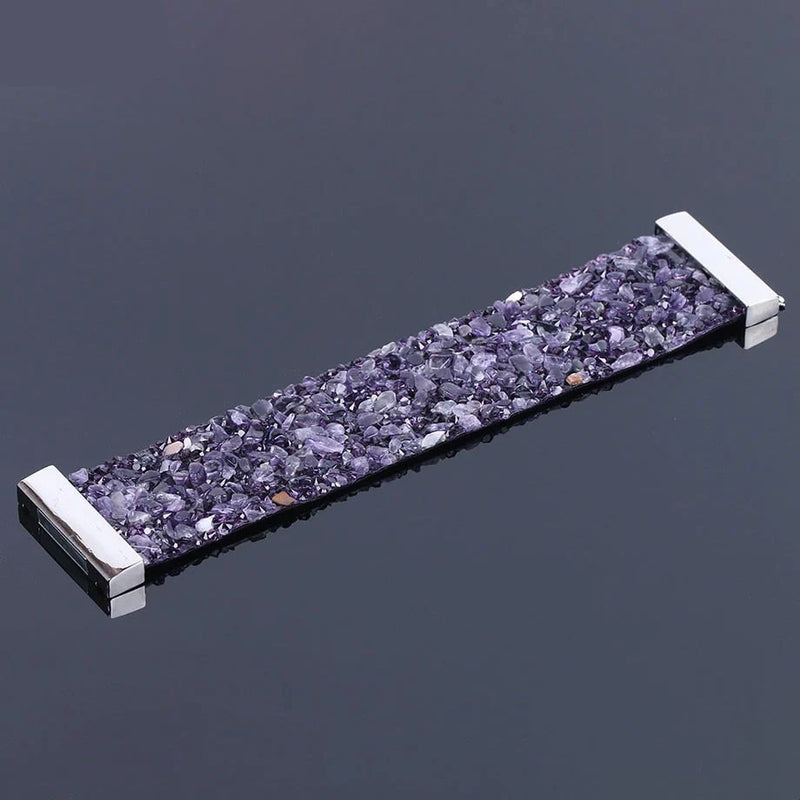 Natural Stone Crystal Leather Bracelet-AMETHYST-State of Style