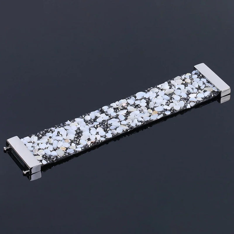 Natural Stone Crystal Leather Bracelet-WHITE BOWL-State of Style