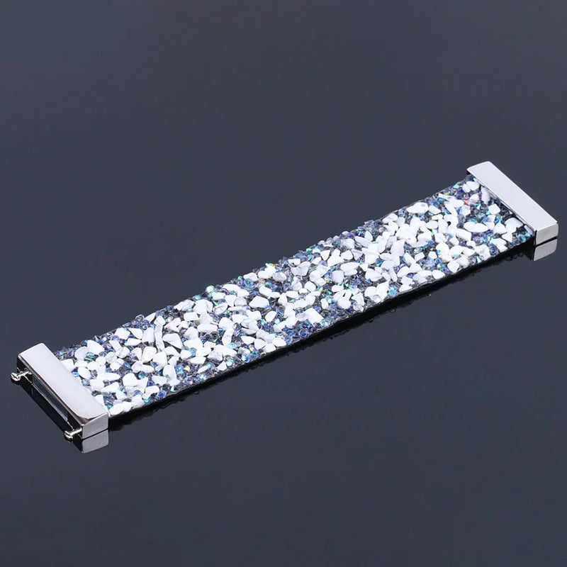 Natural Stone Crystal Leather Bracelet-WHITE TURQUOISE-State of Style