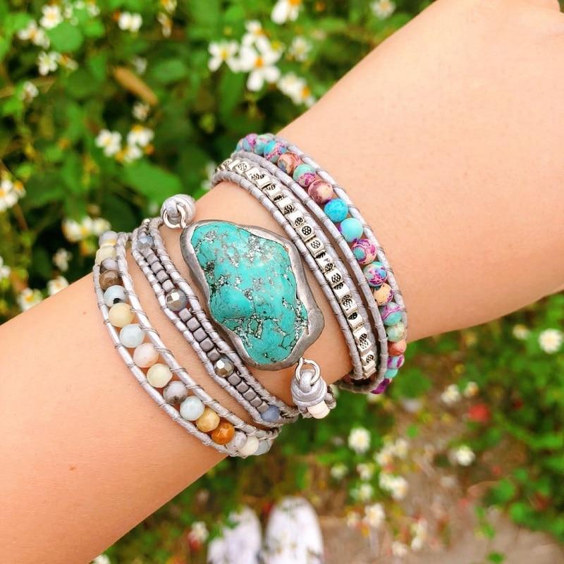 Natural Stones Bohemian Bracelet | Handcrafted Amazonite-State of Style