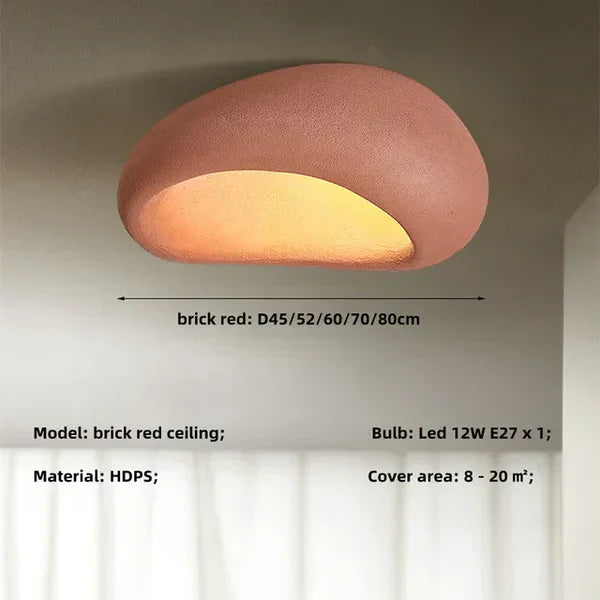 Natural Wabi Sabi Ceiling Lamp - SereneAura-Brick Red-3 Interchangeable Light-3 Interchangeable Light-State of Style