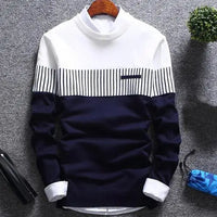 Men's knitted pullover with stripes and colour block design – Matteo