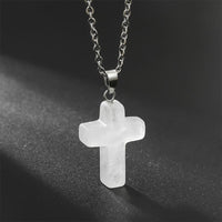 Necklace with Cross of Natural Gemstones - Seraphina-Clear crystal-State of Style