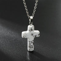 Necklace with Cross of Natural Gemstones - Seraphina-Howliet-State of Style