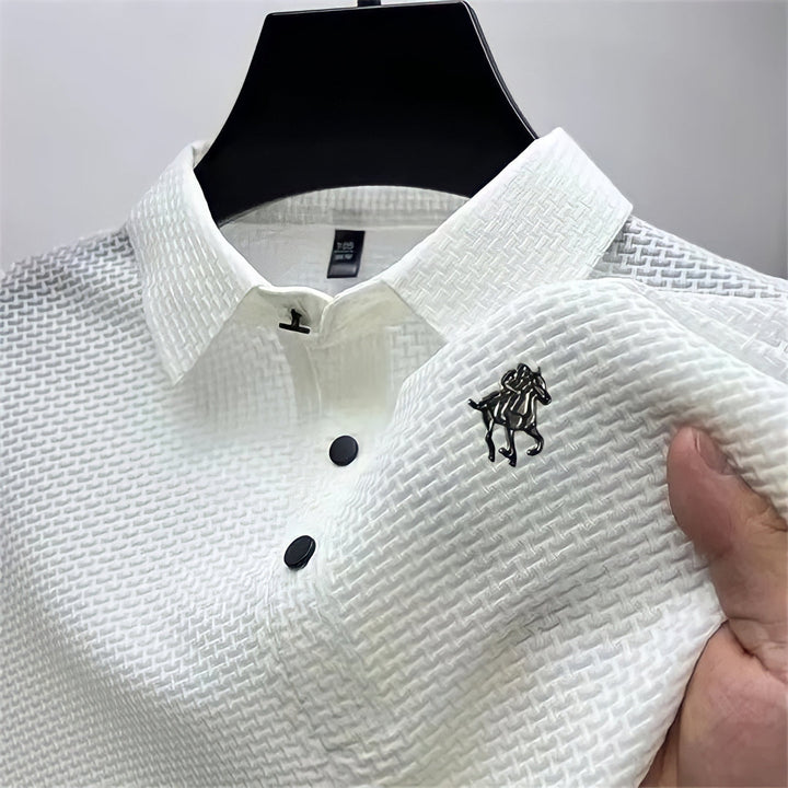 No-Iron Slim Fit Polo Shirt | Textured-White-Small-State of Style