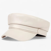 Octagonal women's flat cap made of PU leather – Valence-Beige-State of Style
