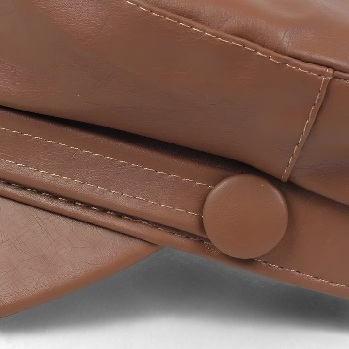 Octagonal women's flat cap made of PU leather – Valence-Brown-State of Style