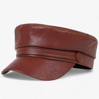 Octagonal women's flat cap made of PU leather – Valence-Brown-State of Style