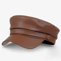 Octagonal women's flat cap made of PU leather – Valence-Khaki-State of Style