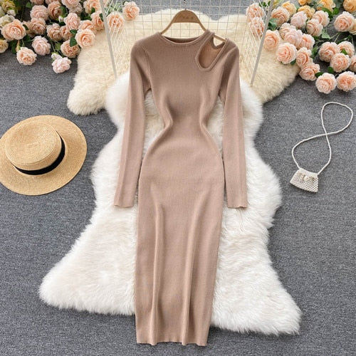 Off-Shoulder Dress | Stylish & Comfortable-Khaki-One size fits all-State of Style