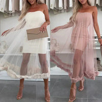 Off-the-shoulder tulle dress with ruffles - Nea-White-S-State of Style