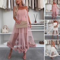 Off-the-shoulder tulle dress with ruffles - Nea-White-S-State of Style