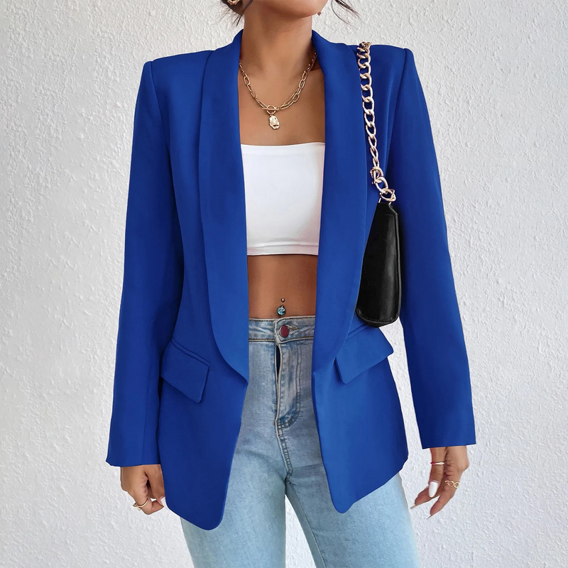 Office Women's Blazer in Polyester-Cotton - Emma-Blue-S-State of Style