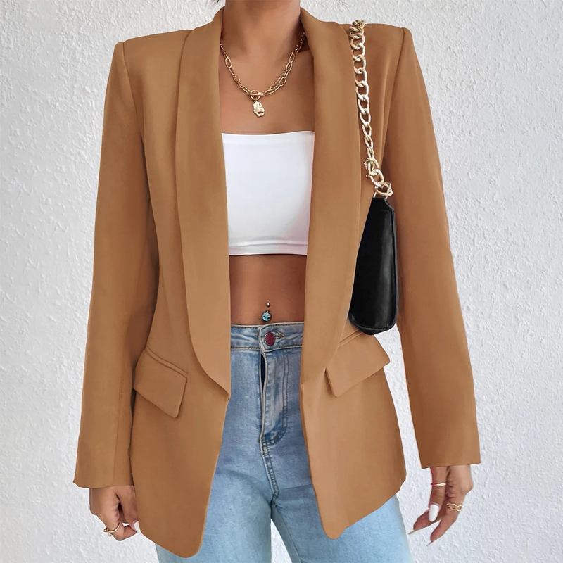 Office Women's Blazer in Polyester-Cotton - Emma-Dark Brown-S-State of Style