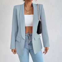 Office Women's Blazer in Polyester-Cotton - Emma-Light Blue-S-State of Style