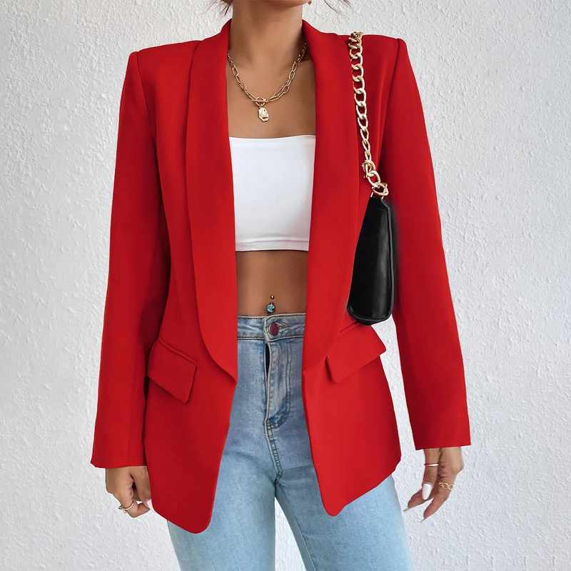Office Women's Blazer in Polyester-Cotton - Emma-Red-S-State of Style