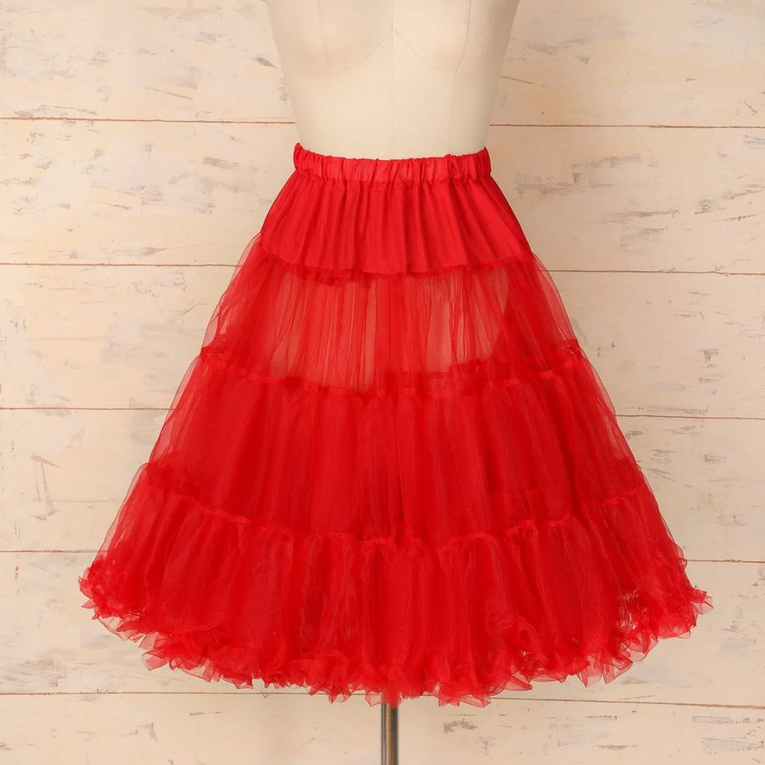 Olivia Tulle A-Line Petticoat – Elegant & Voluminous Underskirt-Red-S-State of Style