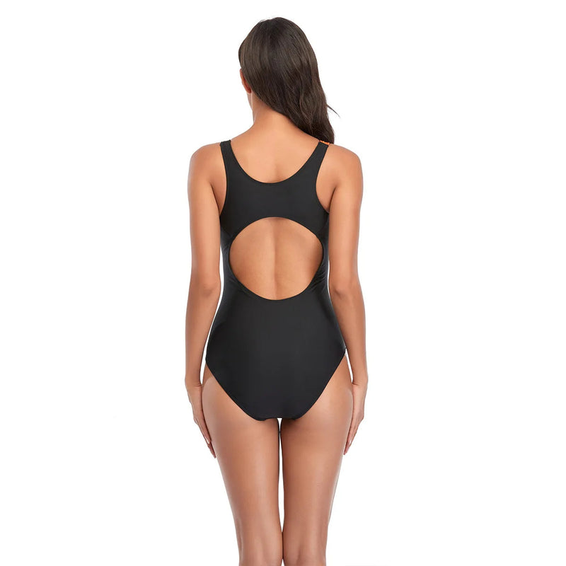 One-Piece Curve-Enhancing Sports Swimsuit for Plus Sizes-Orange-2XL-State of Style