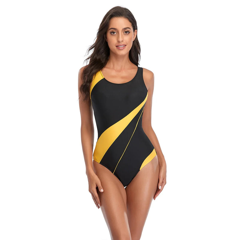 One-Piece Curve-Enhancing Sports Swimsuit for Plus Sizes-Orange-2XL-State of Style