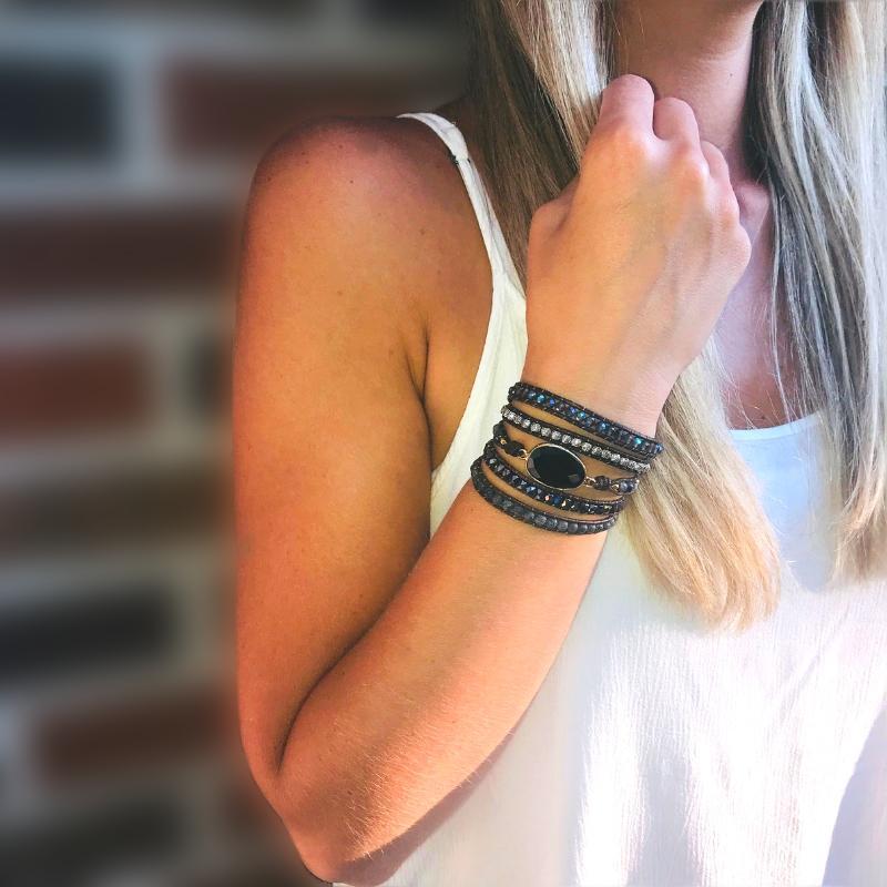 Onyx Moonlight Protective Wrap Bracelet - Lunara-State of Style