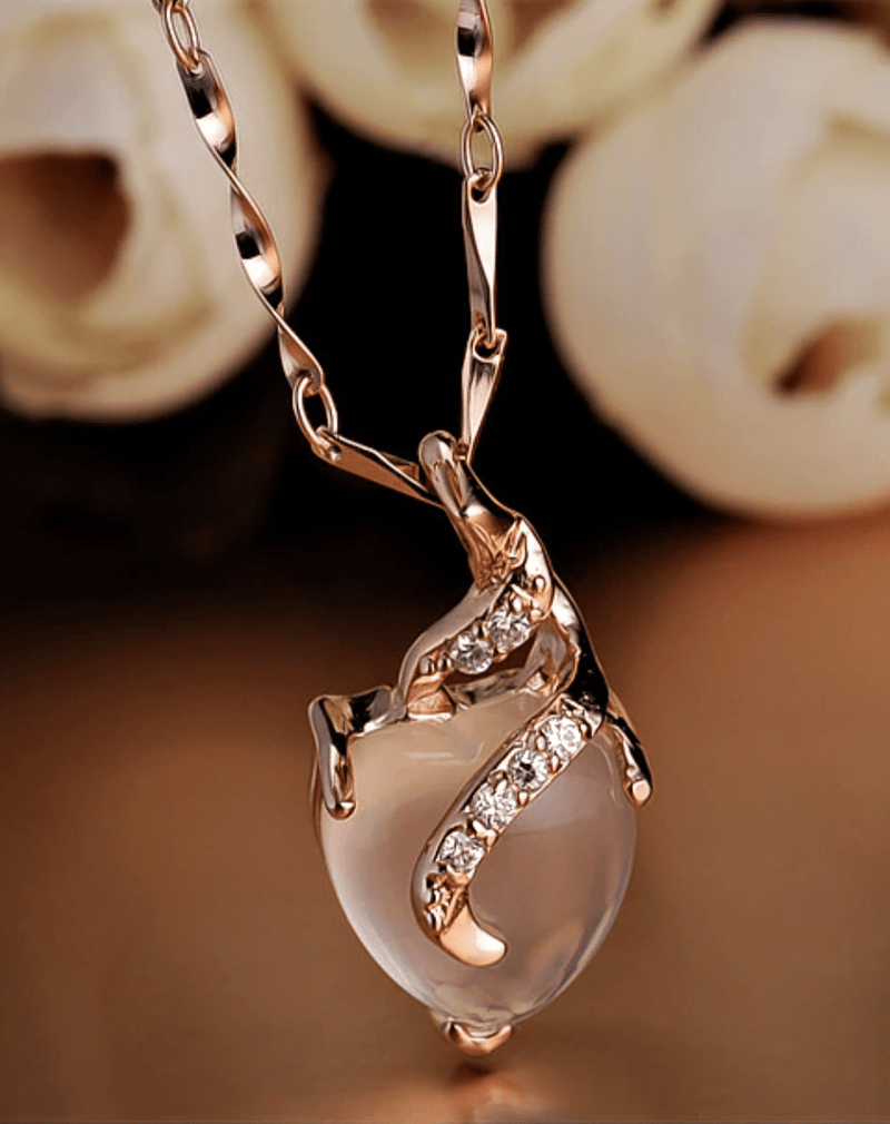 Opal Heart Necklace - Calista-Rose Gold-State of Style