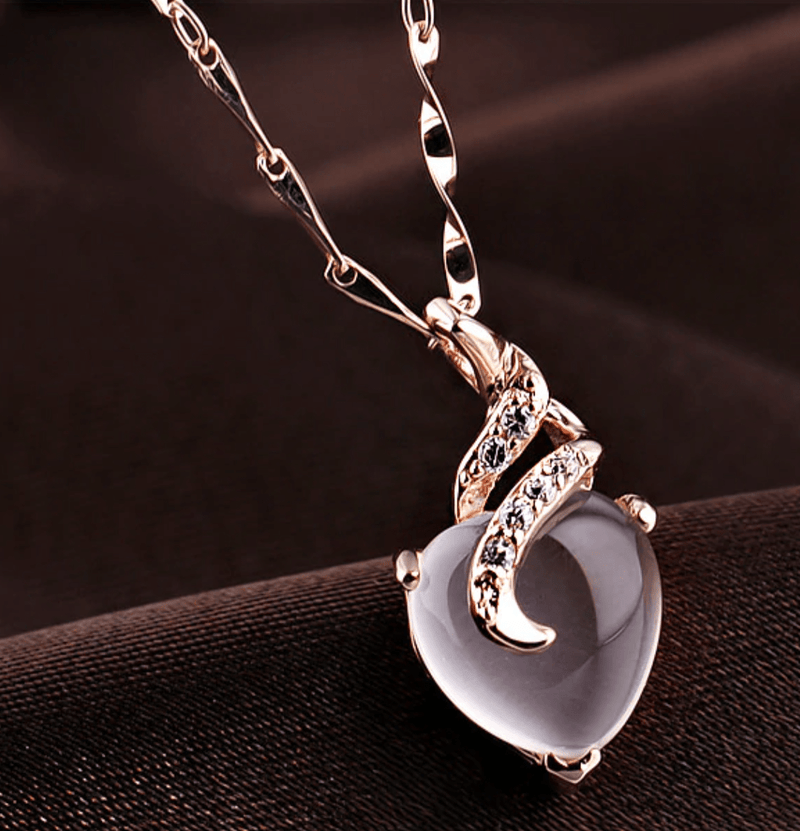 Opal Heart Necklace - Calista-Rose Gold-State of Style